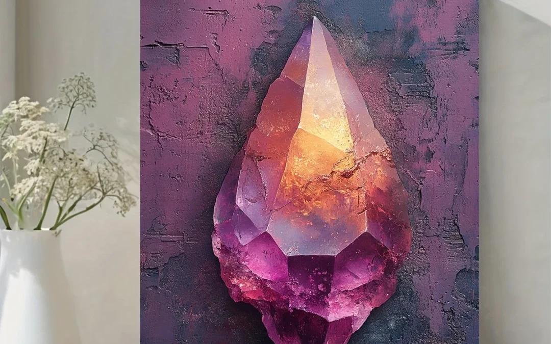 Elegant Pink Gemstone Wall Art Canvas Framed 40×60