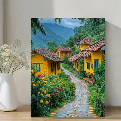 Vibrant Coffee Region Landscape Wall Art Canvas Framed 40x60