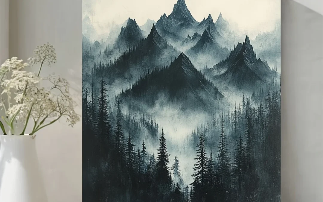 Misty Forest Landscape  Wall Art Canvas Framed 40×60