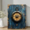 Vintage Rustic Nautical Compass Wall Art Canvas Framed 40x60