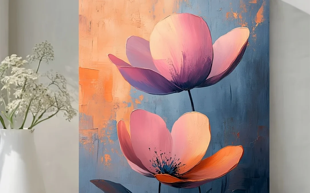 Abstract Vibrant Pastel Flower Painting Wall Art Canvas Framed 40×60