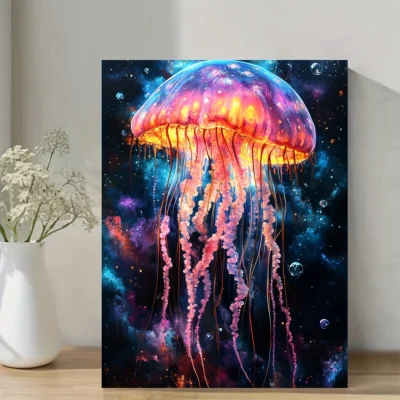 Marine Majesty Jellyfish ,Vibrant Underwater Wall Art Canvas Framed 40x60
