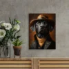 Funny Dog Portrait Oil Painting Wall Art Canvas Framed 40x60 - Image 2