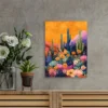 Colorful Desert Cactus & Flower Scene Wall Art Canvas Framed 40x60 - Image 2