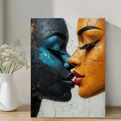 Abstract Couple Kiss Painting Wall Art Canvas Framed 40x60