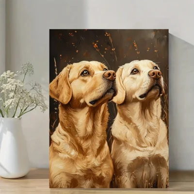 Two Dogs  Portrait Wall Art Canvas Framed 40x60