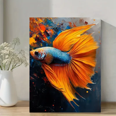Vibrant Siamese Fighting Fish Wall Art Canvas Framed 40x60