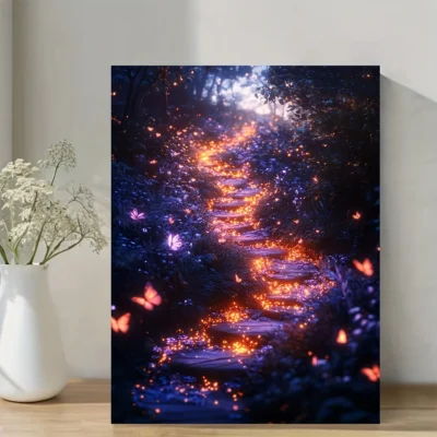 Vibrant Fantasy Forest Wall Art Canvas Framed 40x60