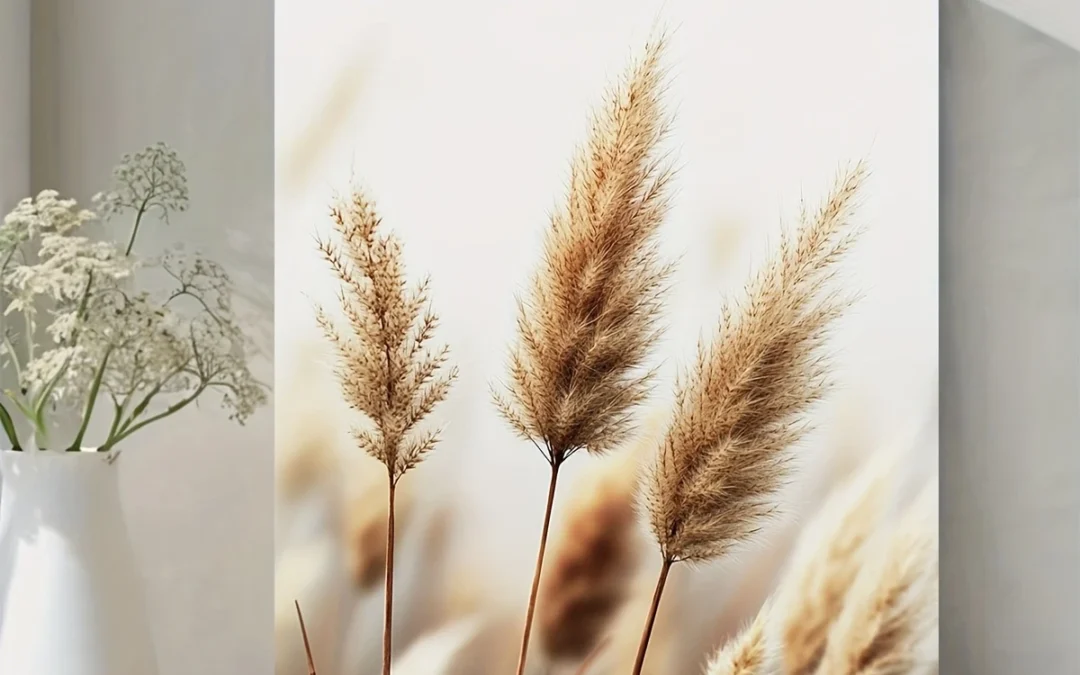 Abstract Reed Grass ,Neutral Botanical Wall Art Canvas Framed 40×60