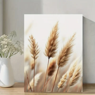 Abstract Reed Grass ,Neutral Botanical Wall Art Canvas Framed 40x60