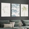 3pcs Abstract Palm Trees, Minimalist Beach Wall Art Set Canvas Framed 40x60cm - High Quality Print 100% Australian Made Wall Canvas Ready to Hang - Image 3