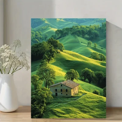 Green Rolling Hills Wall Art Canvas Framed 40x60