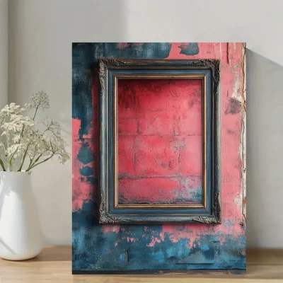 Elegant Vertical Pink And Blue Painting Wall Art Canvas Framed 40x60