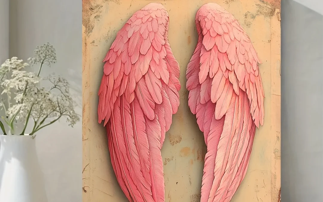 Light Pink Angel Wings Wall Art Canvas Framed 40×60