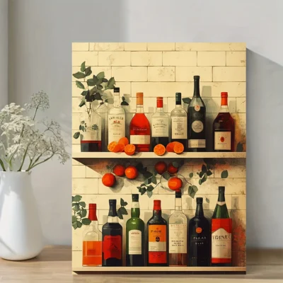 Retro Cocktail Vintage 70s Kitchen & Bar Wall Art Canvas Framed 40x60