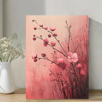 Elegant Light Pink Blossom  Floral  Wall Art Canvas Framed 40x60