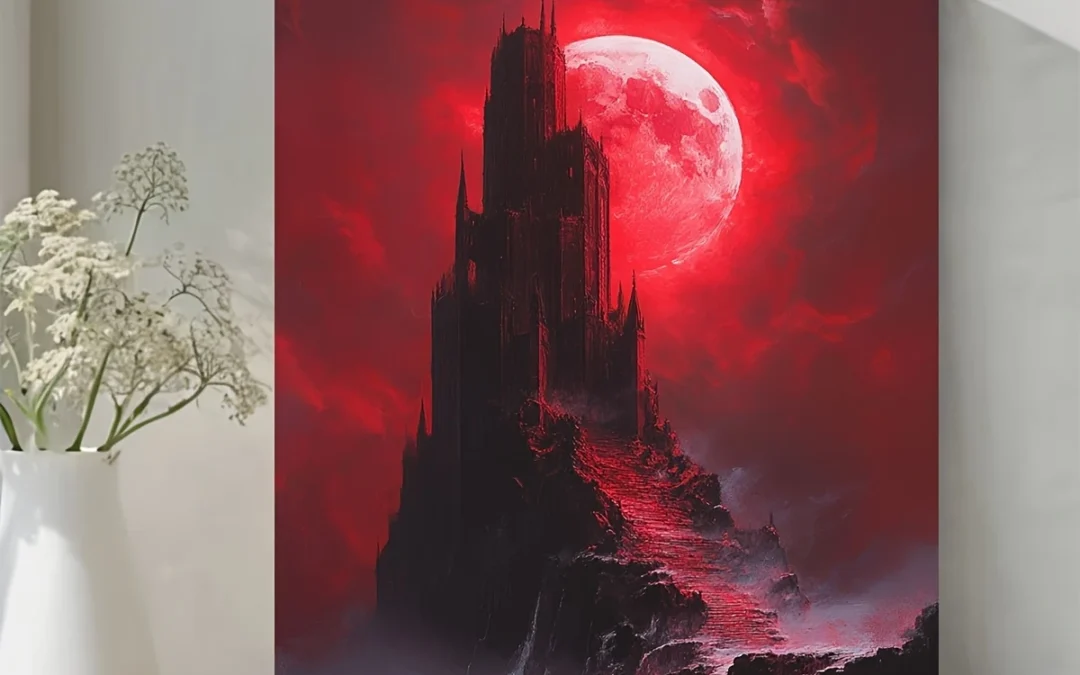 Gothic Red Castle Wall Art Canvas Framed 40×60