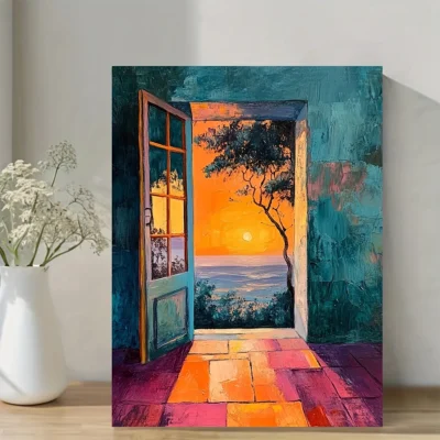 Vibrant Open Window View  Wall Art Canvas Framed 40x60