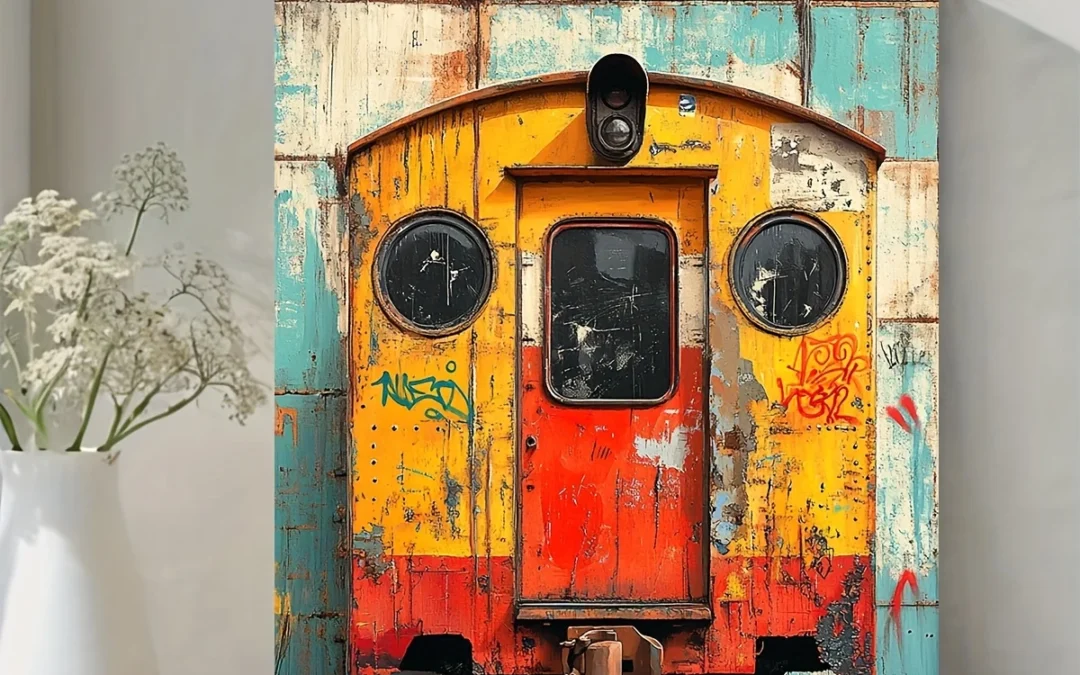 Train Box Car Graffiti Wall Art Canvas Framed 40×60