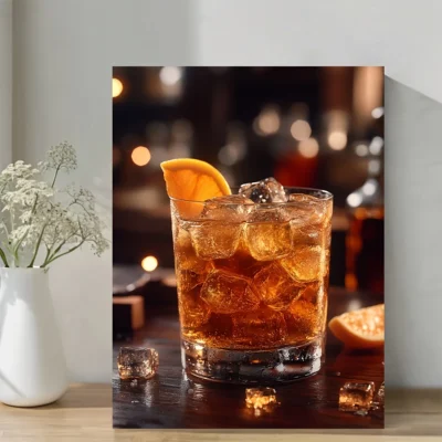 Vintage Old Fashioned Alcohol Wall Art Canvas Framed 40x60
