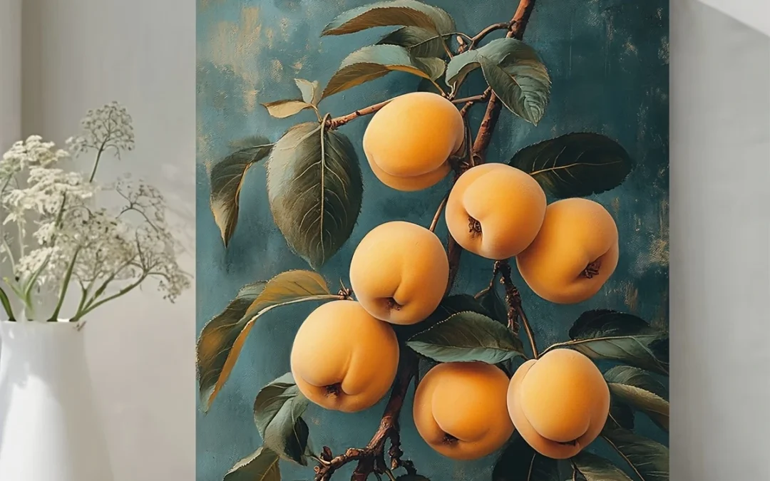Vintage Yellow Peaches Botanical Wall Art Canvas Framed 40×60