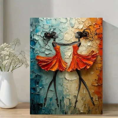 Abstract Ballerinas Oil Painting Wall Art Canvas Framed 40x60