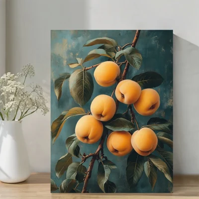 Vintage Yellow Peaches Botanical Wall Art Canvas Framed 40x60