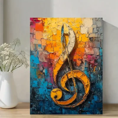 Abstract Music Note Wall Art Canvas Framed 40x60