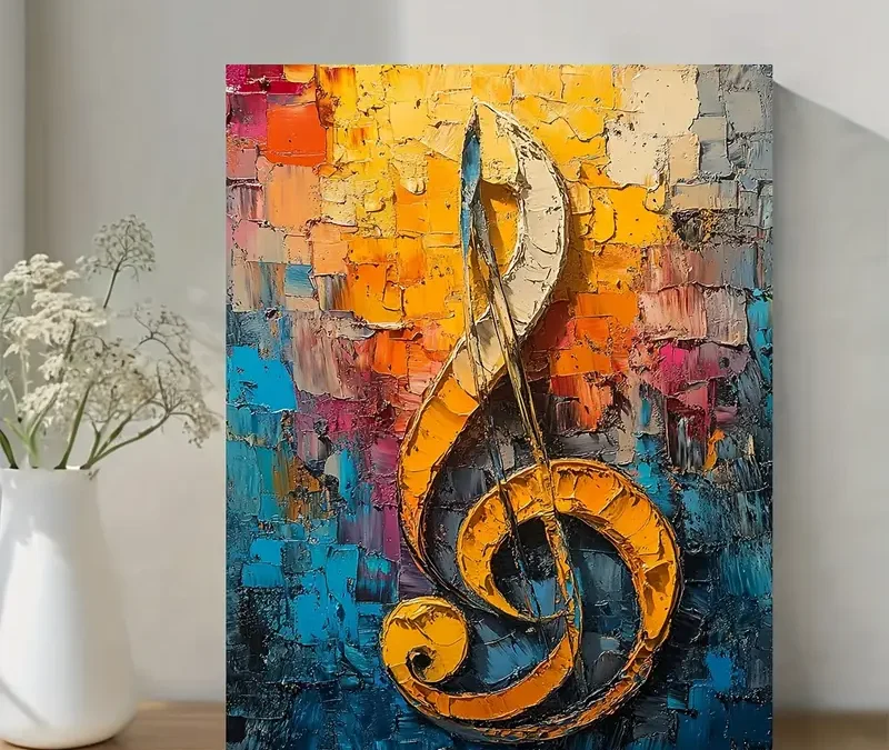 Abstract Music Note Wall Art Canvas Framed 40×60