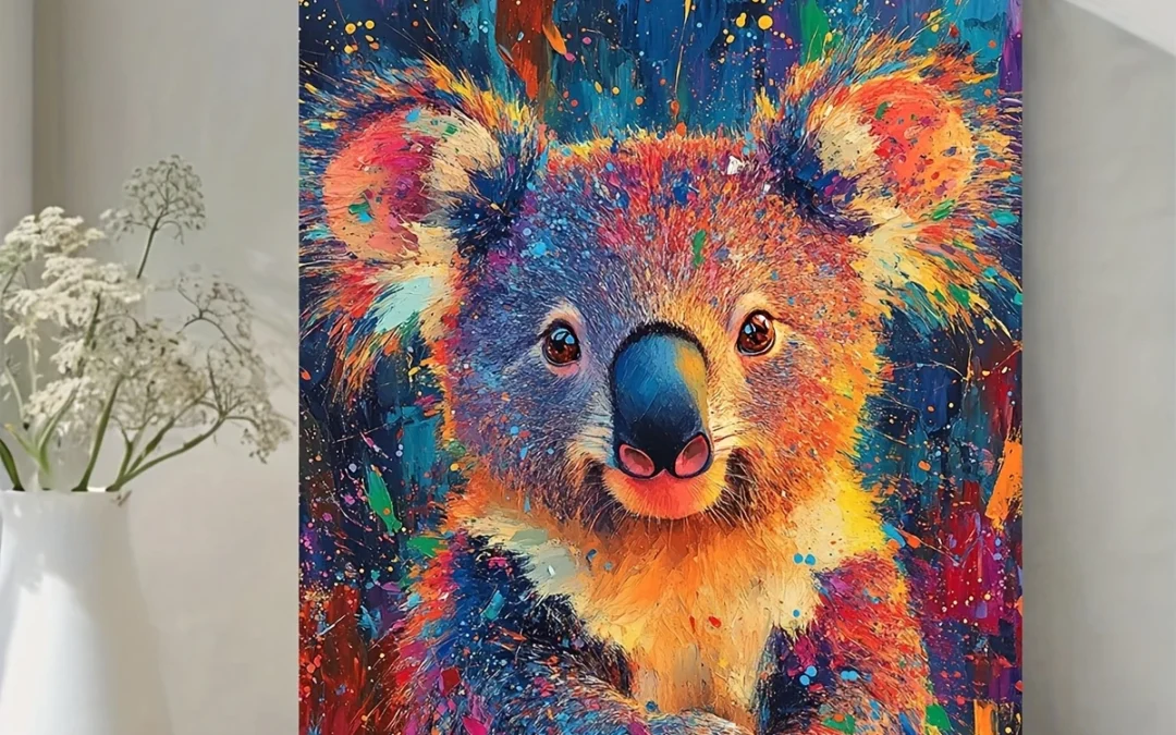 Colorful Koala Wild Animal Abstract Oil Painting Wall Art Canvas Framed 40×60