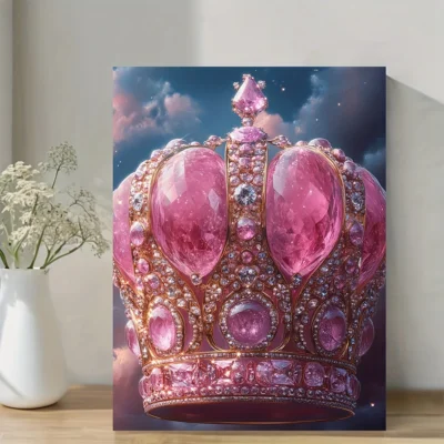 Regal Crown Gemstone Painting Wall Art Canvas Framed 40x60