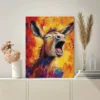 Vibrant Donkey Yelling Abstract Oil Painting  Wall Art Canvas Framed 40x60 - Image 3