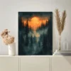 Moody Sunset in Misty Forest Wall Art Canvas Framed 40x60 - Image 2