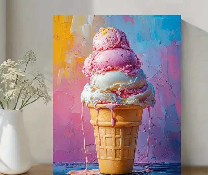 Abstract Ice Cream Wall Art Canvas Framed 40×60