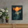 Moody Sunset in Misty Forest Wall Art Canvas Framed 40x60 - Image 3