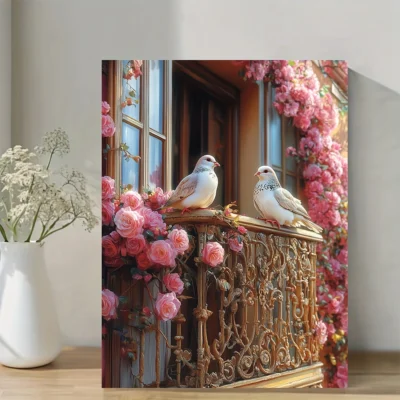 Romantic Love Birds & Doves  Wall Art Canvas Framed 40x60