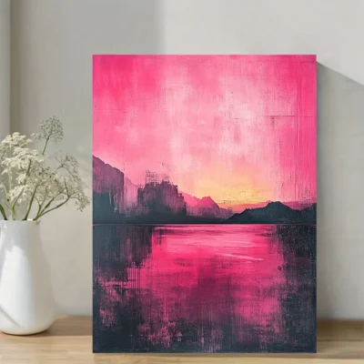 Abstract Ocean Sunset Wall Art Canvas Framed 40x60