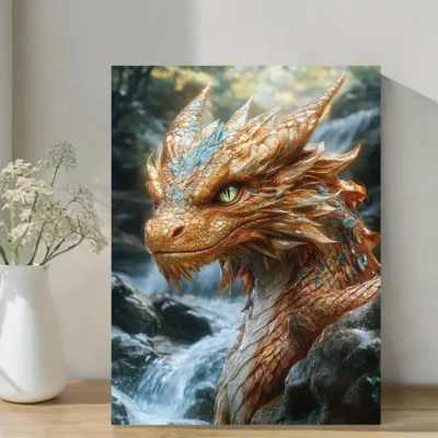 Majestic Forest Dragon Wall Art Canvas Framed 40x60