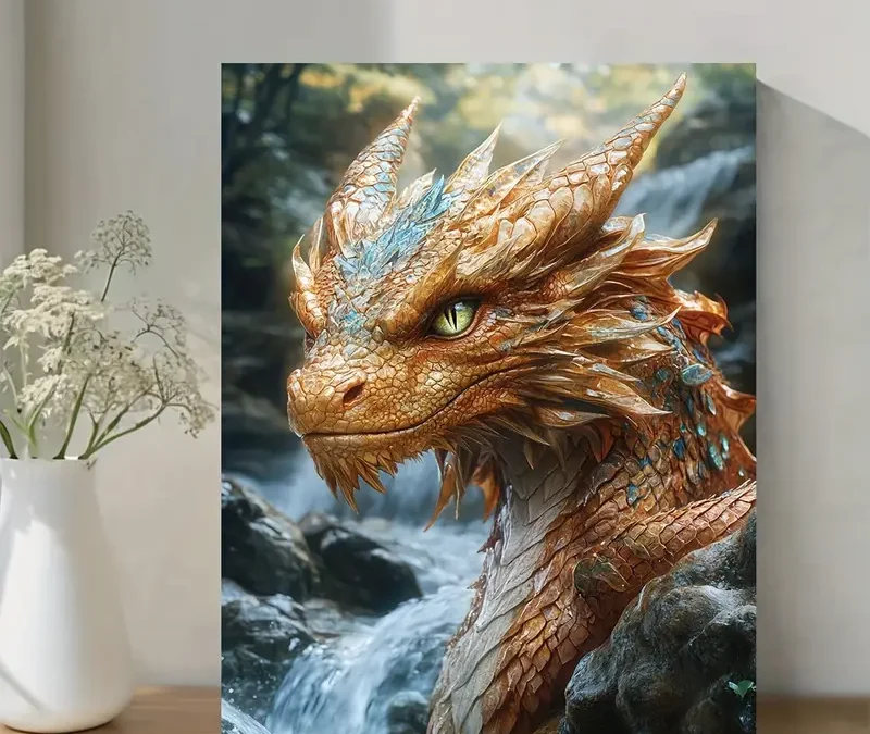 Majestic Forest Dragon Wall Art Canvas Framed 40×60