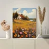 Bright Cottage in Meadow Wall Art Canvas Framed 40x60 - Image 3
