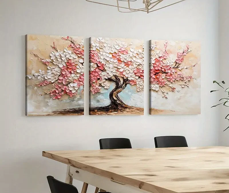 3pcs Vibrant Pink and White Flowers, Nature Scene Wall Art Set Canvas Framed 40x60cm – High Quality Print 100% Australian Made Wall Canvas Ready to Hang