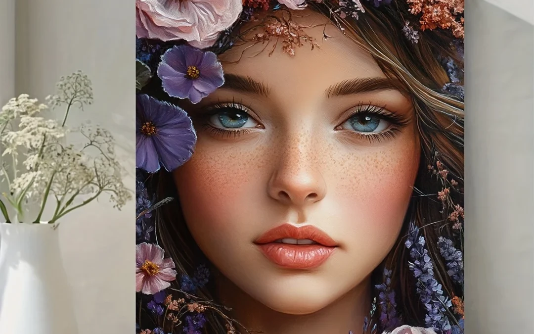 Mythical Princess in Flowers Wall Art Canvas Framed 40×60