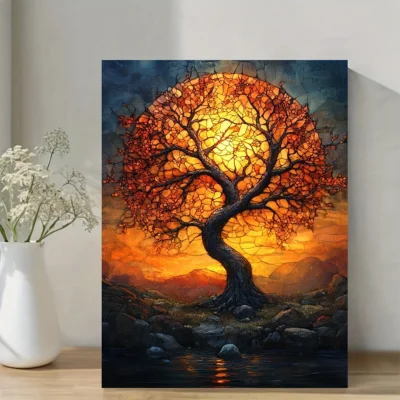 Norse Tree of Life Vibrant  Wall Art Canvas Framed 40x60