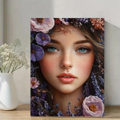 Mythical Princess in Flowers Wall Art Canvas Framed 40x60