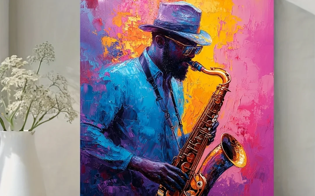 Vibrant Abstract Musician Wall Art Canvas Framed 40×60