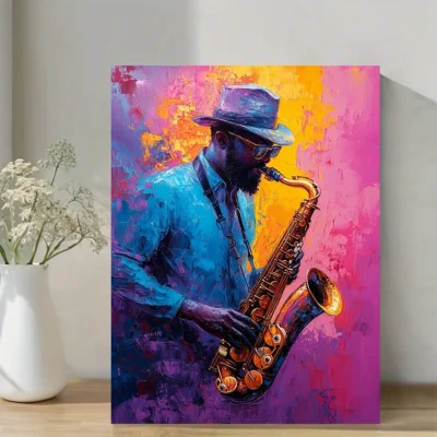 Vibrant Abstract Musician Wall Art Canvas Framed 40x60