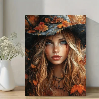 Dark Fire Witch Wall Art Canvas Framed 40x60