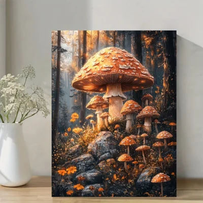 Magical Mushroom Fantasy Forest Wall Art Canvas Framed 40x60