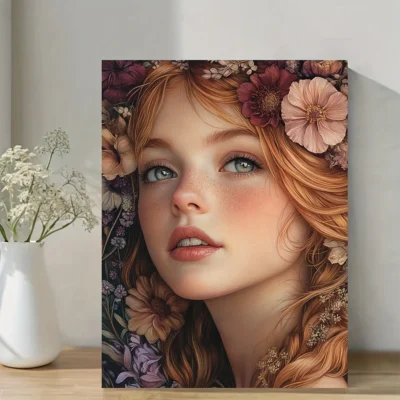 Goddess & Botanical Floral Wall Art Canvas Framed 40x60