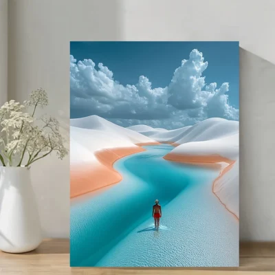 Vibrant Lencuis Maranhenses National Park Brazil Wall Art Canvas Framed 40x60